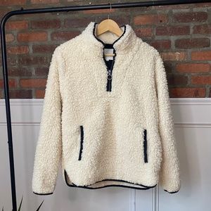 Oversized Cream Fleece Sherpa Pullover Thread & Supply Size S